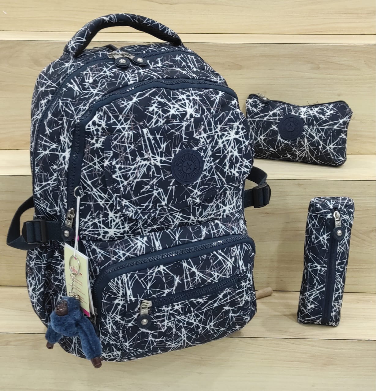 Kipling backpack Navy with White Patterns –
