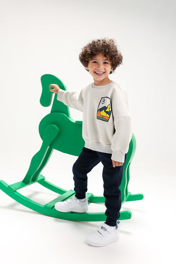 Boys’ Premium Melton Cotton Sweatshirt – Off White Casual Design