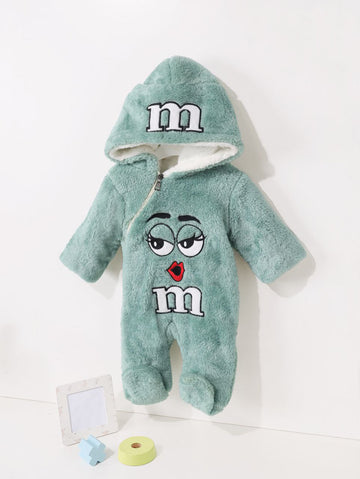 Mint Fleece Hooded Suit with M&M Cartoon