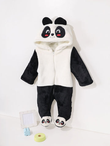 Panda Baby Winter Romper – Ultra-Soft Fleece Hooded Suit