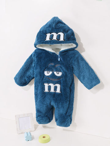 Blue Fleece Hooded Suit with M&M Cartoon