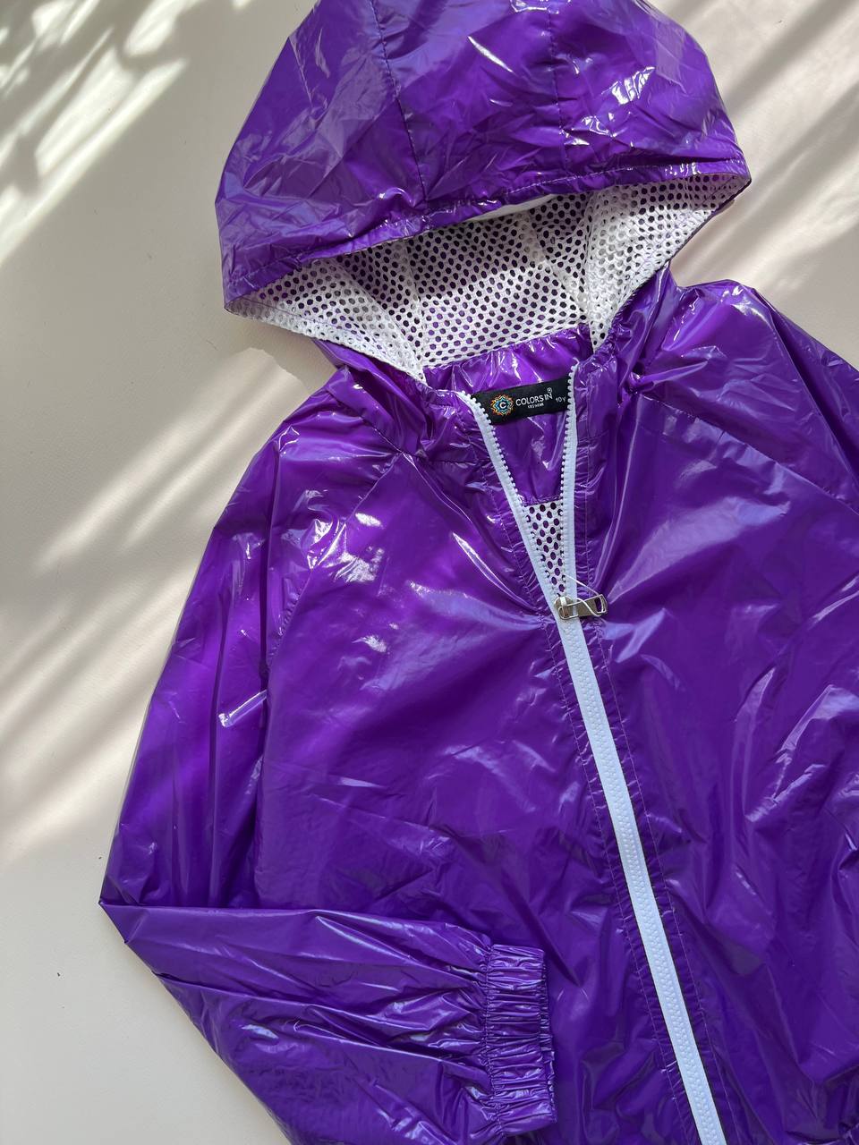 Autumn Varnish Glossy Purple waterproof Jacket with net lining_ Trendy Shine for Girls