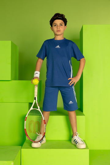 Boys' Adidas Sports Set – Royal Blue with White Stripes