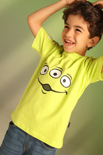 Boys' Cartoon T-Shirt – Alien Face Print