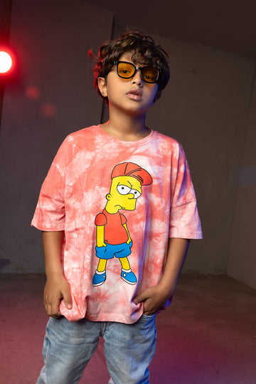 Boys' Cartoon T-Shirt – Bart Simpson Tie-Dye Print