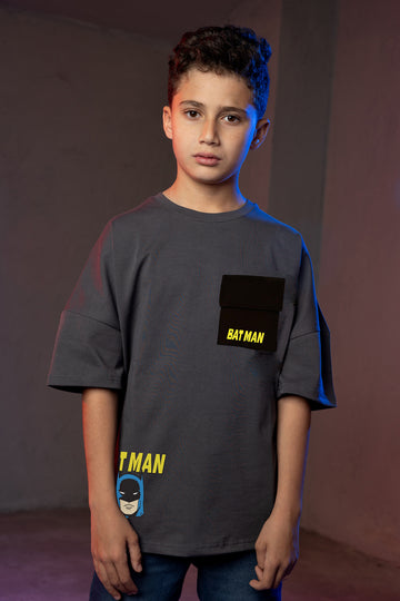 Boys' Batman Pocket T-Shirt - Dark Gray