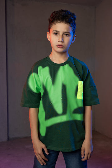 Boys' Graphic Glow T-Shirt - Green Neon