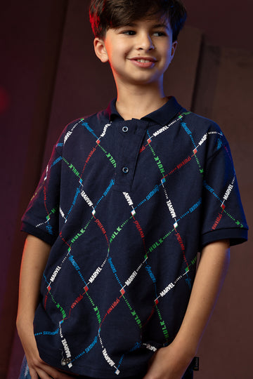 Boys' Marvel Polo Shirt – Superhero Pattern Print