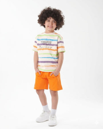 Boys Striped Summer T-Shirt & Orange Shorts Set – Towards the Sun