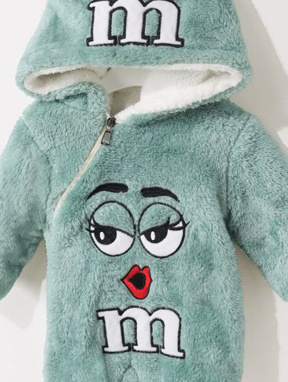 Mint Fleece Hooded Suit with M&M Cartoon