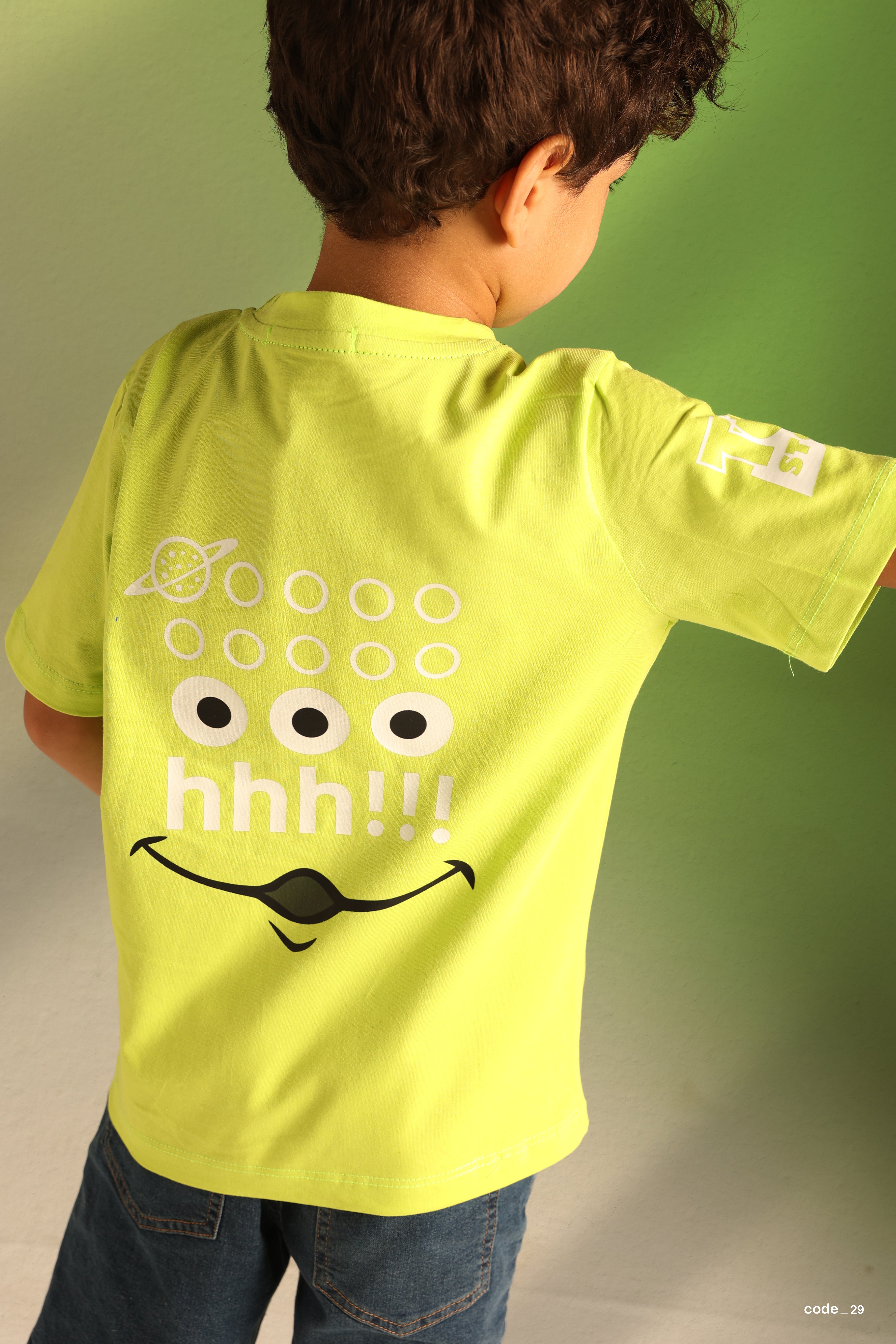 Boys' Cartoon T-Shirt – Alien Face Print
