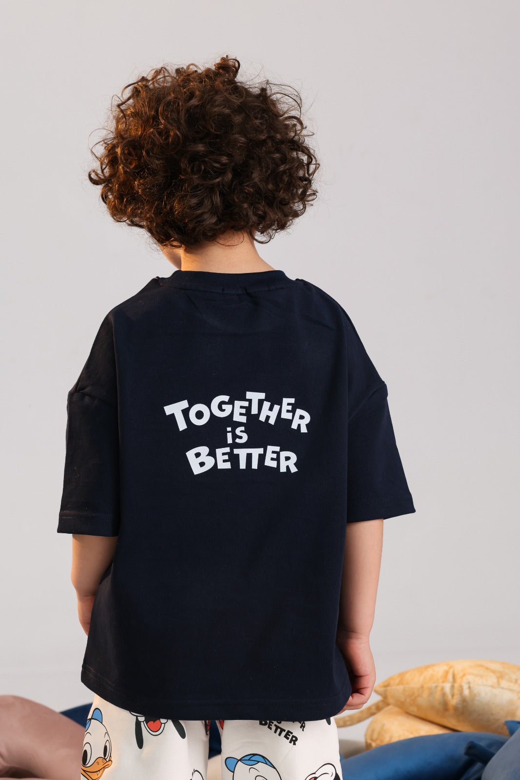 Boys Summer Pajama Set – Navy Graphic T-Shirt & Printed Shorts Sleepwear