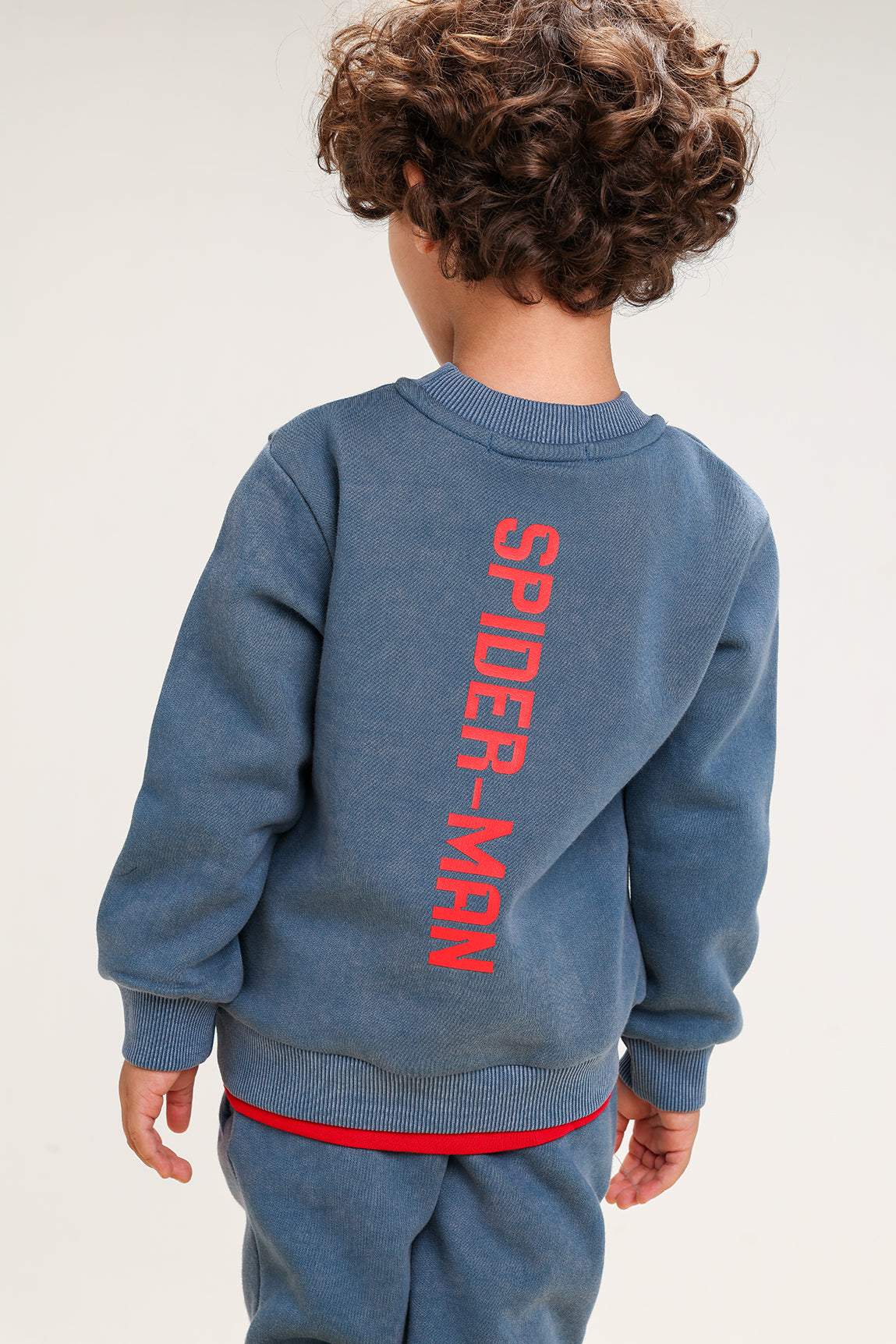 Boys’ Marvel Spider-Man Melton Cotton Tracksuit – 2-Piece Sweatshirt & Pants Set (Blue Grey)