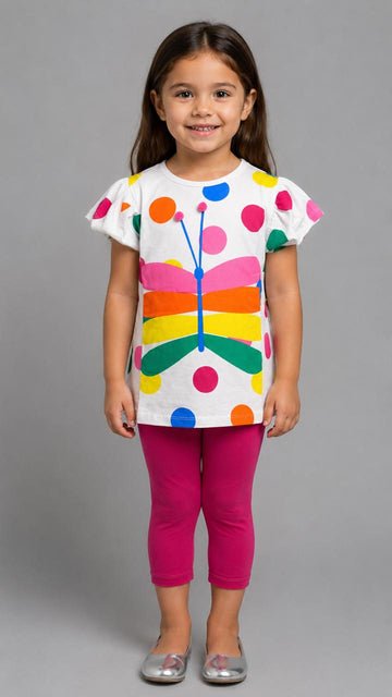 Girls' Black Graphic T-Shirt & Wide-Leg Shorts Set – Casual Cotton 2-Piece Outfit (Copy)