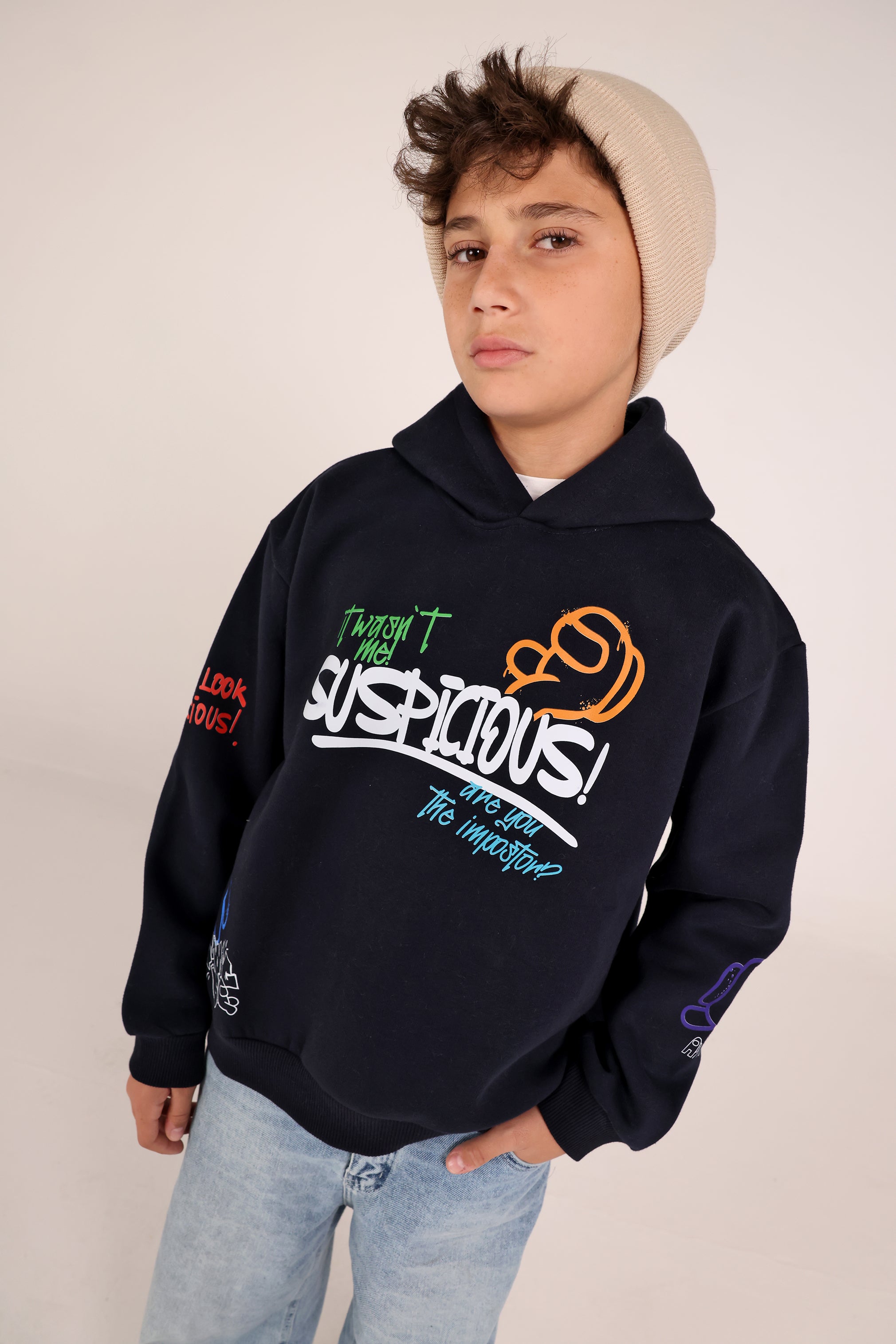 Boys Black Among Us Hoodie – Printed Street Style Kids Hoodie
