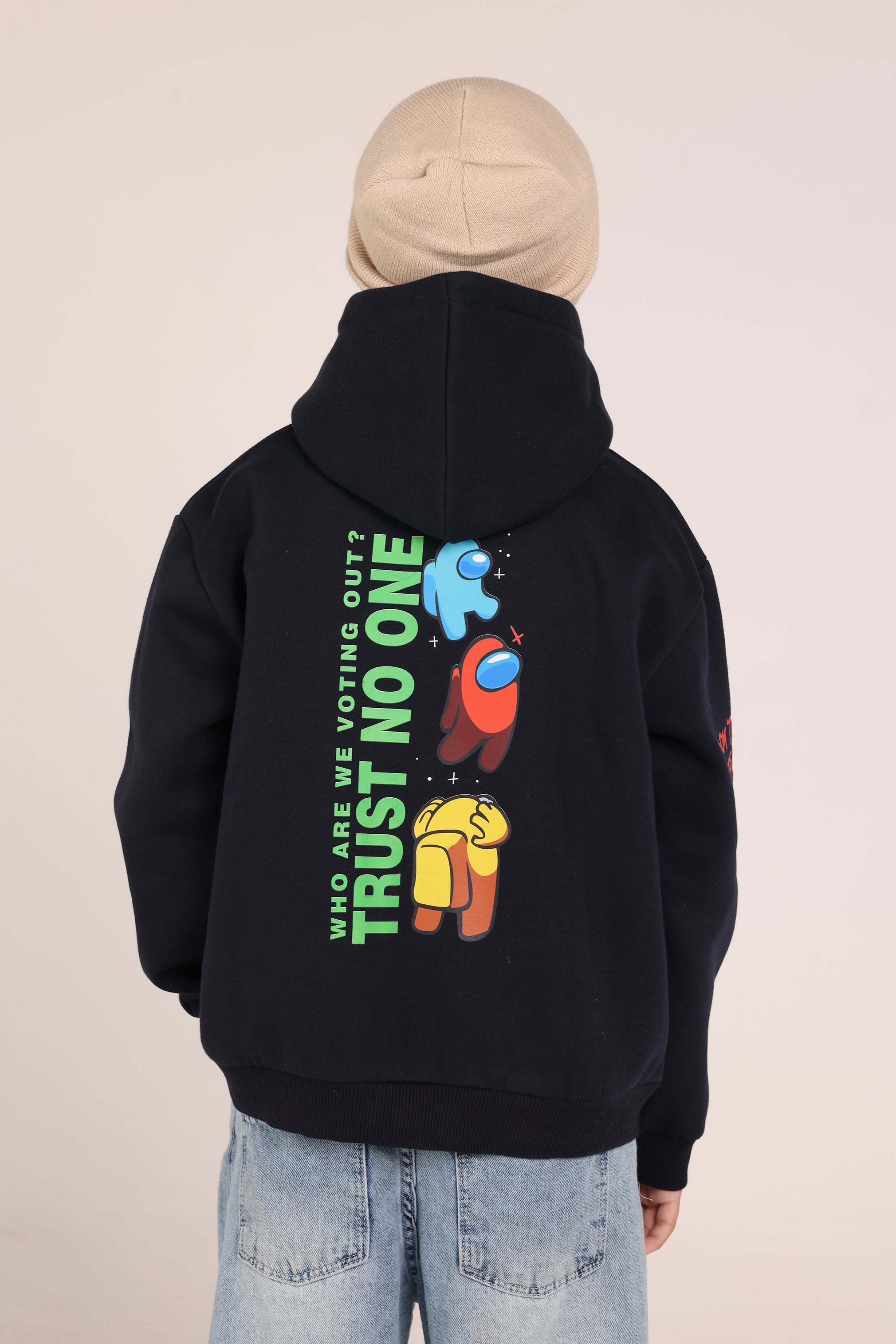 Boys Black Among Us Hoodie – Printed Street Style Kids Hoodie