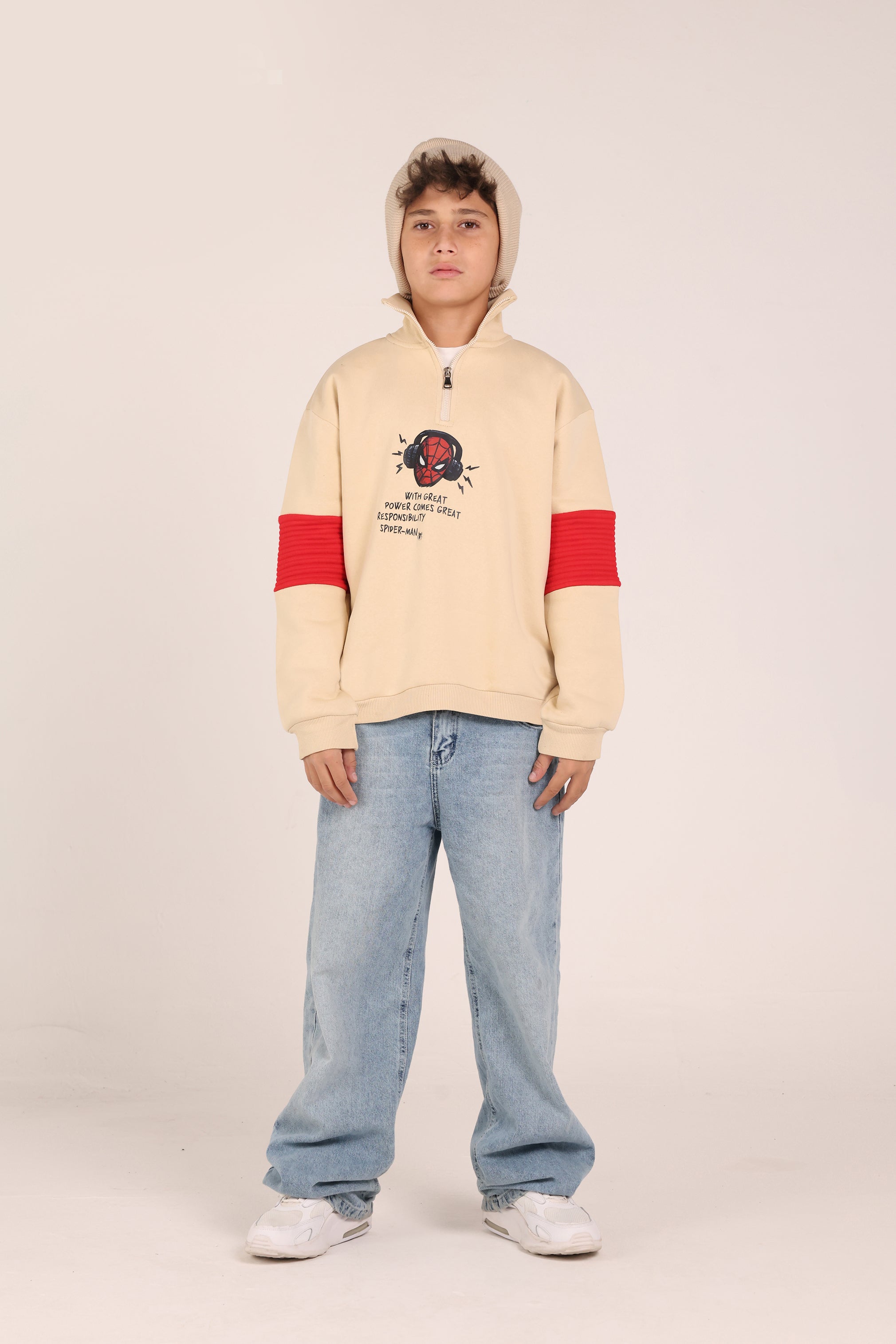 Spider-Man Kids Sweatshirt – Premium Cotton Half Zip Street Style