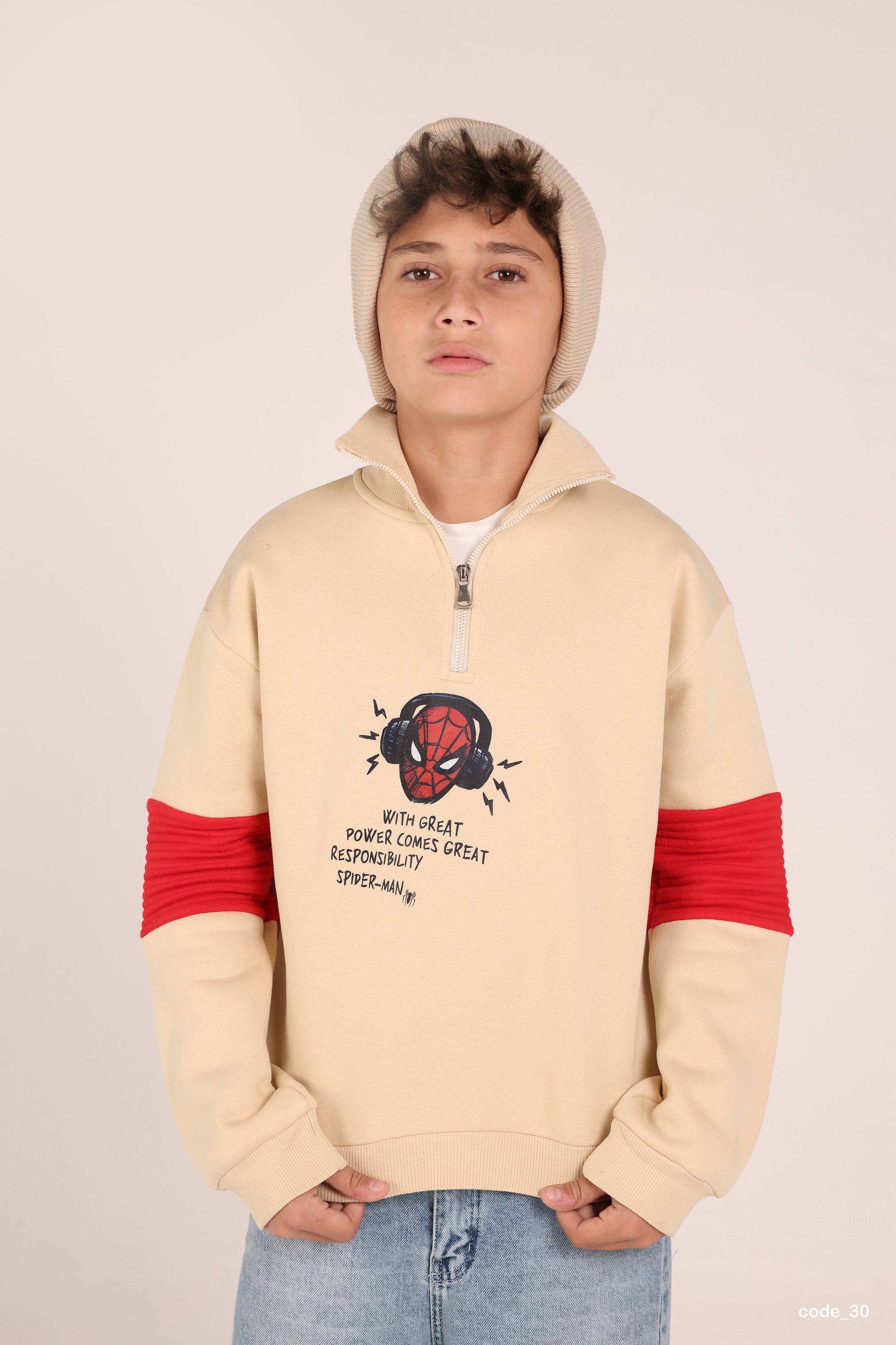 Spider-Man Kids Sweatshirt – Premium Cotton Half Zip Street Style