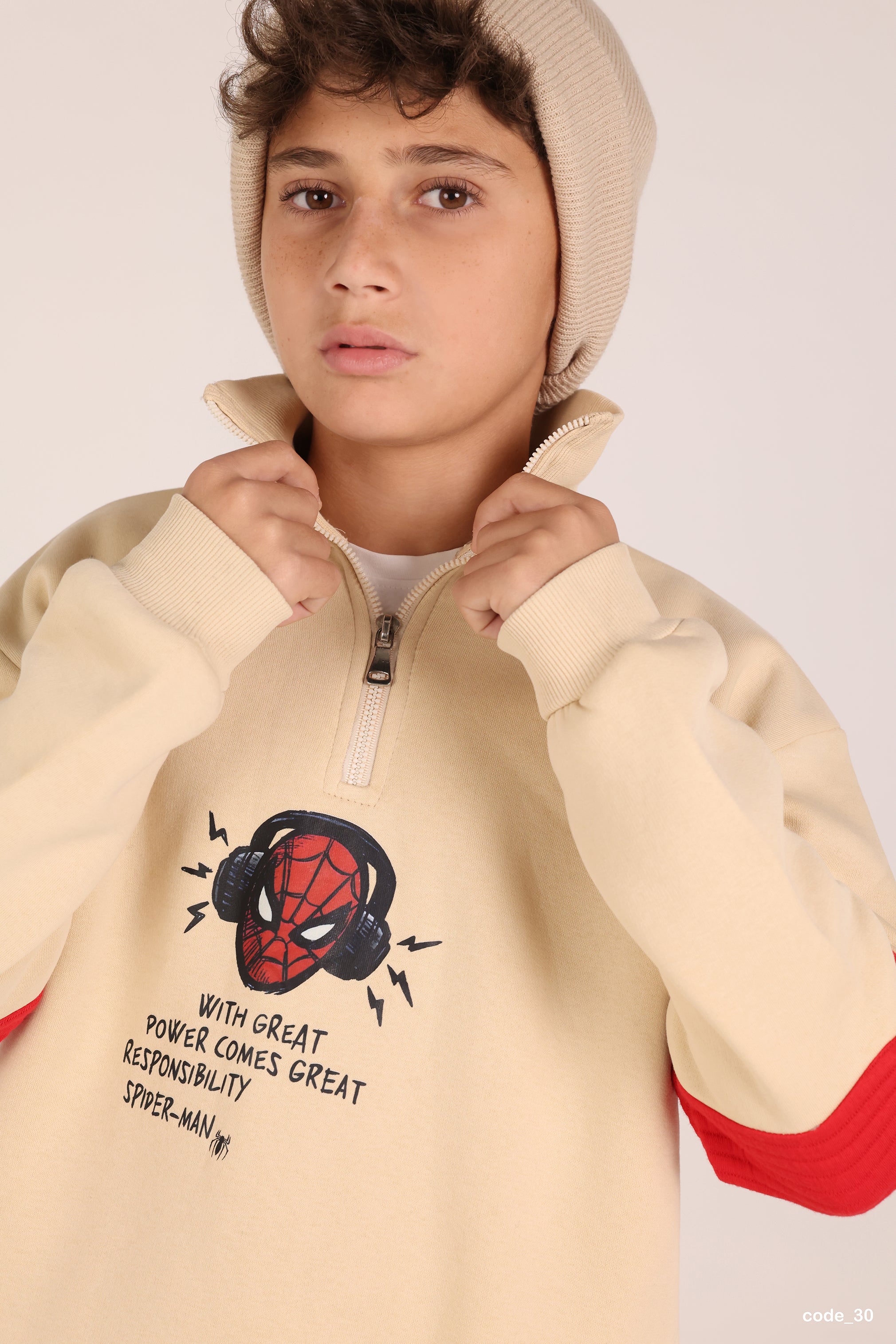 Spider-Man Kids Sweatshirt – Premium Cotton Half Zip Street Style