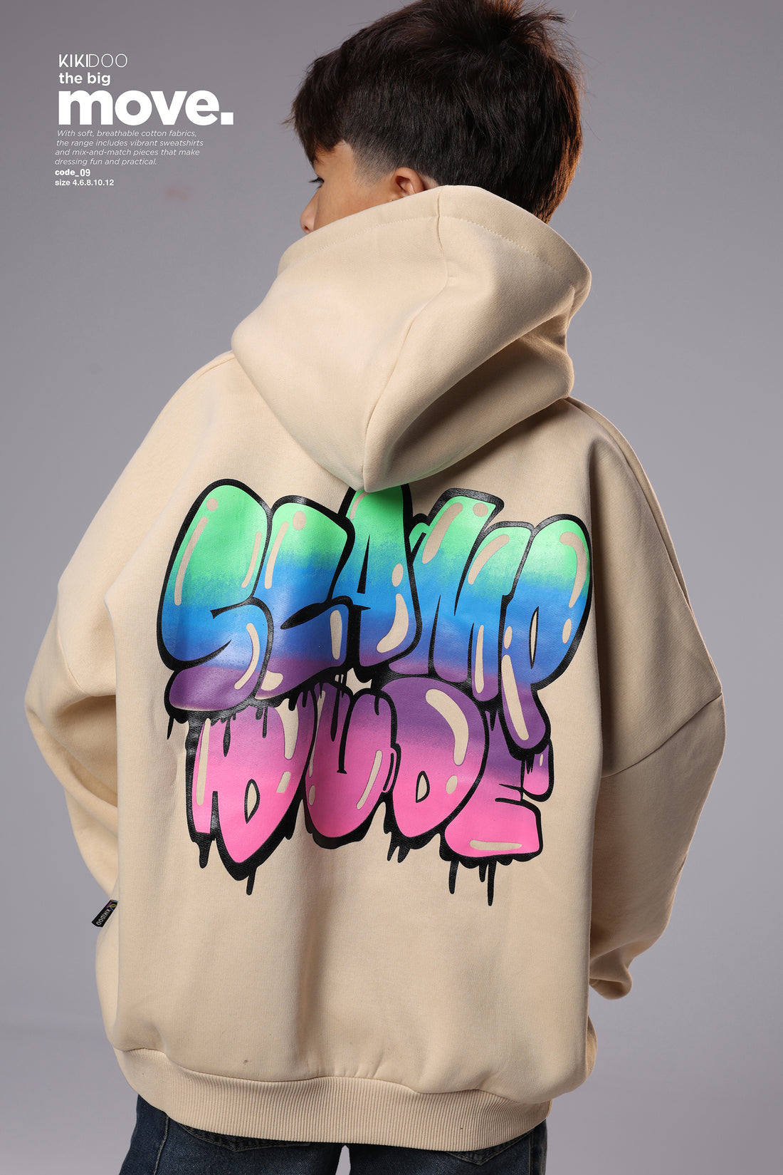 Graffiti Lightning Hoodie beige – Bold Energy, Urban Vibes