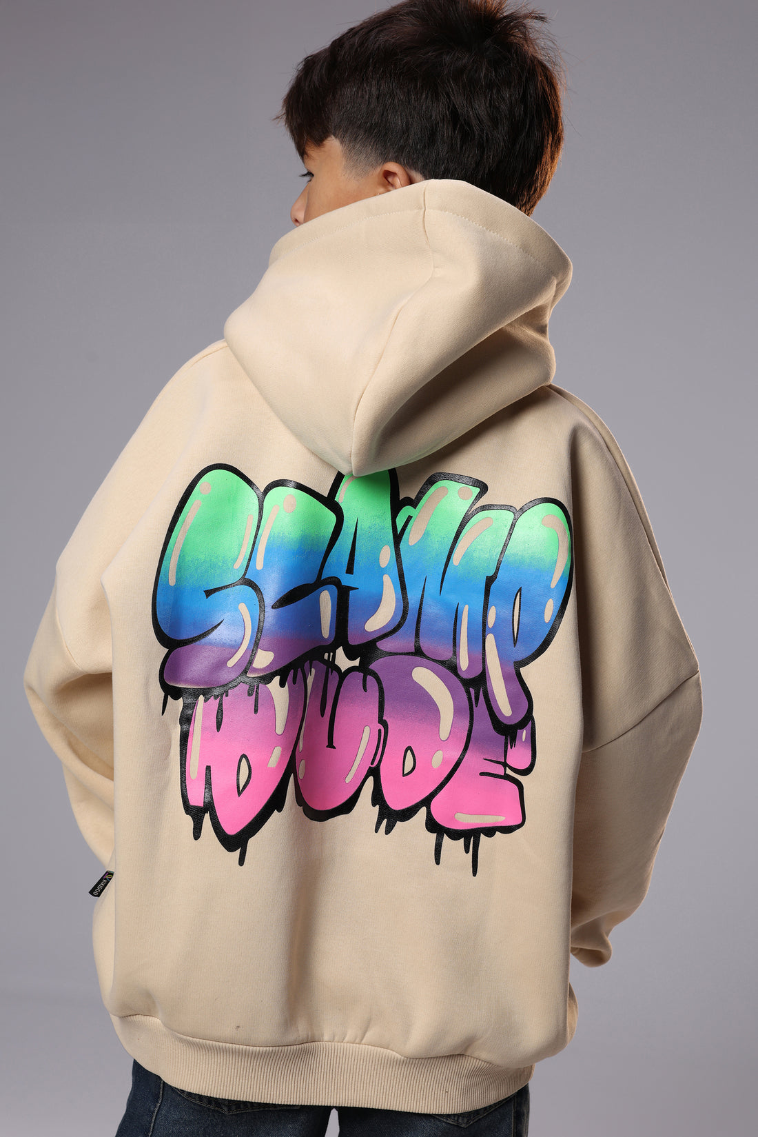 Graffiti Lightning Hoodie beige – Bold Energy, Urban Vibes