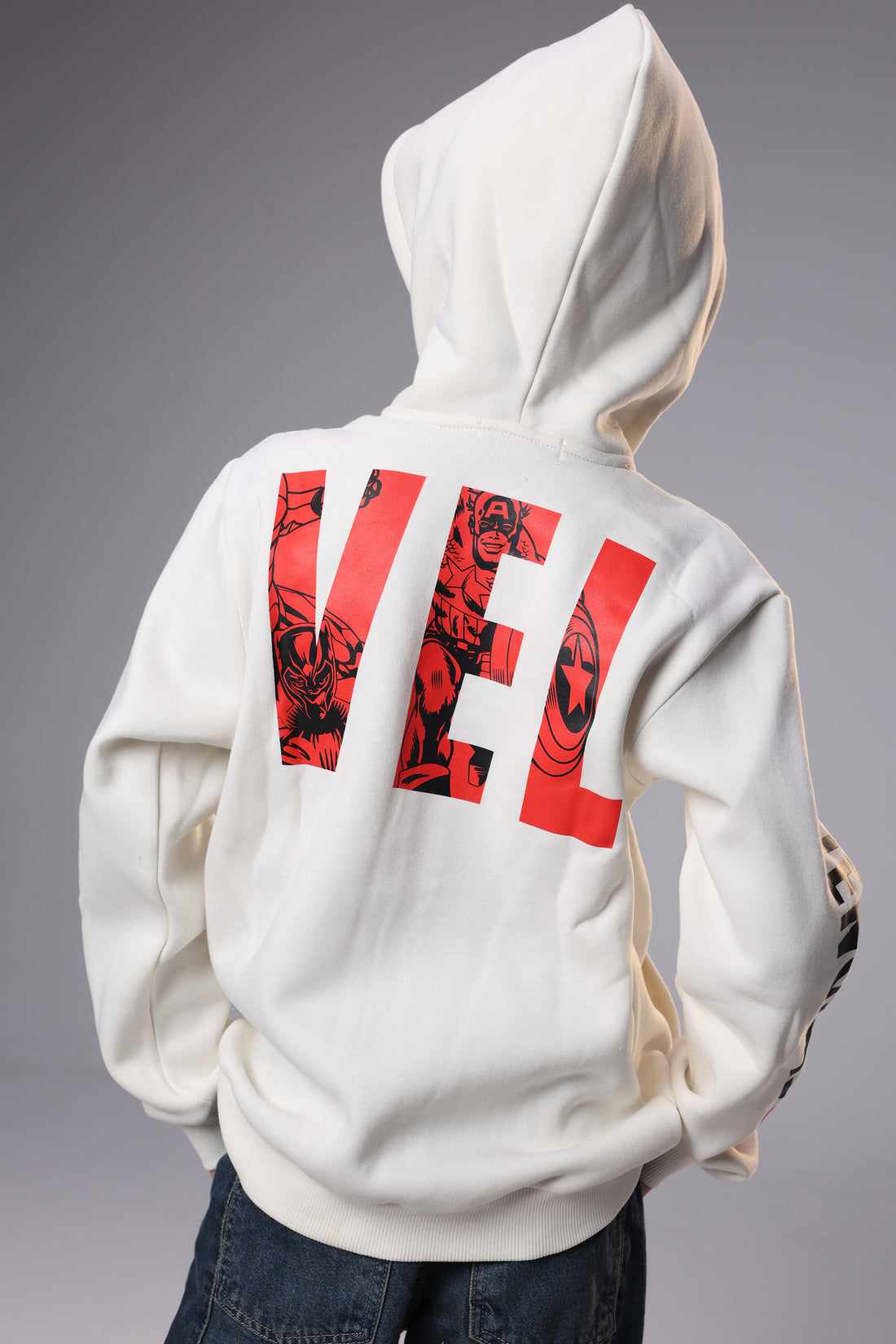 Boys’ Marvel Zip-Up Hoodie – Off White