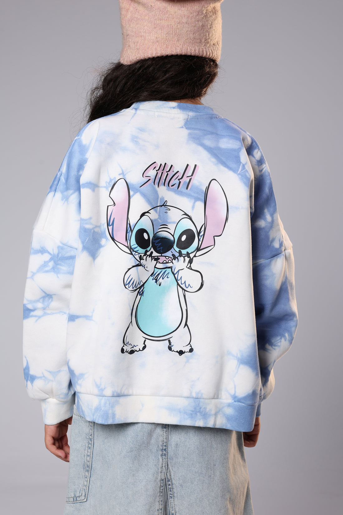 Girls’ Stitch Tie-Dye Sweatshirt – Blue & White