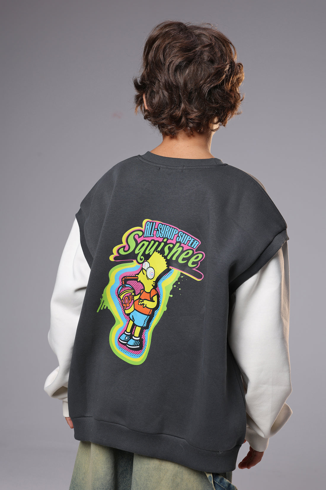 Boys Two-Tone Sweatshirt with Cartoon Print – Funky Street Style