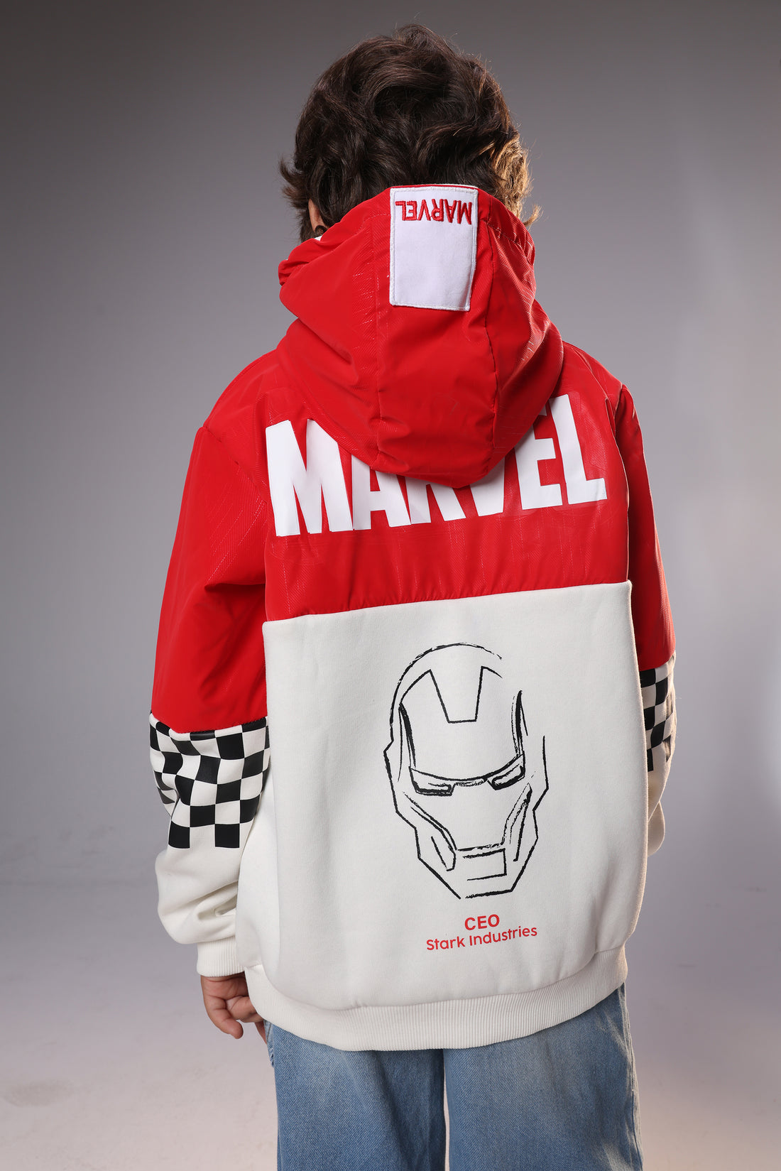 Marvel Iron Man Kids Hoodie – Red & White Waterproof Winter Hoodie for Boys