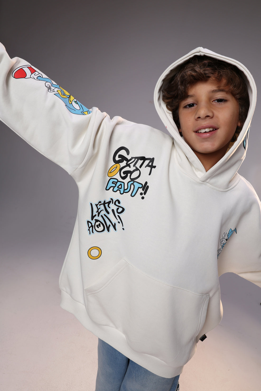 Boys’ Sonic Oversized Hoodie – Off White