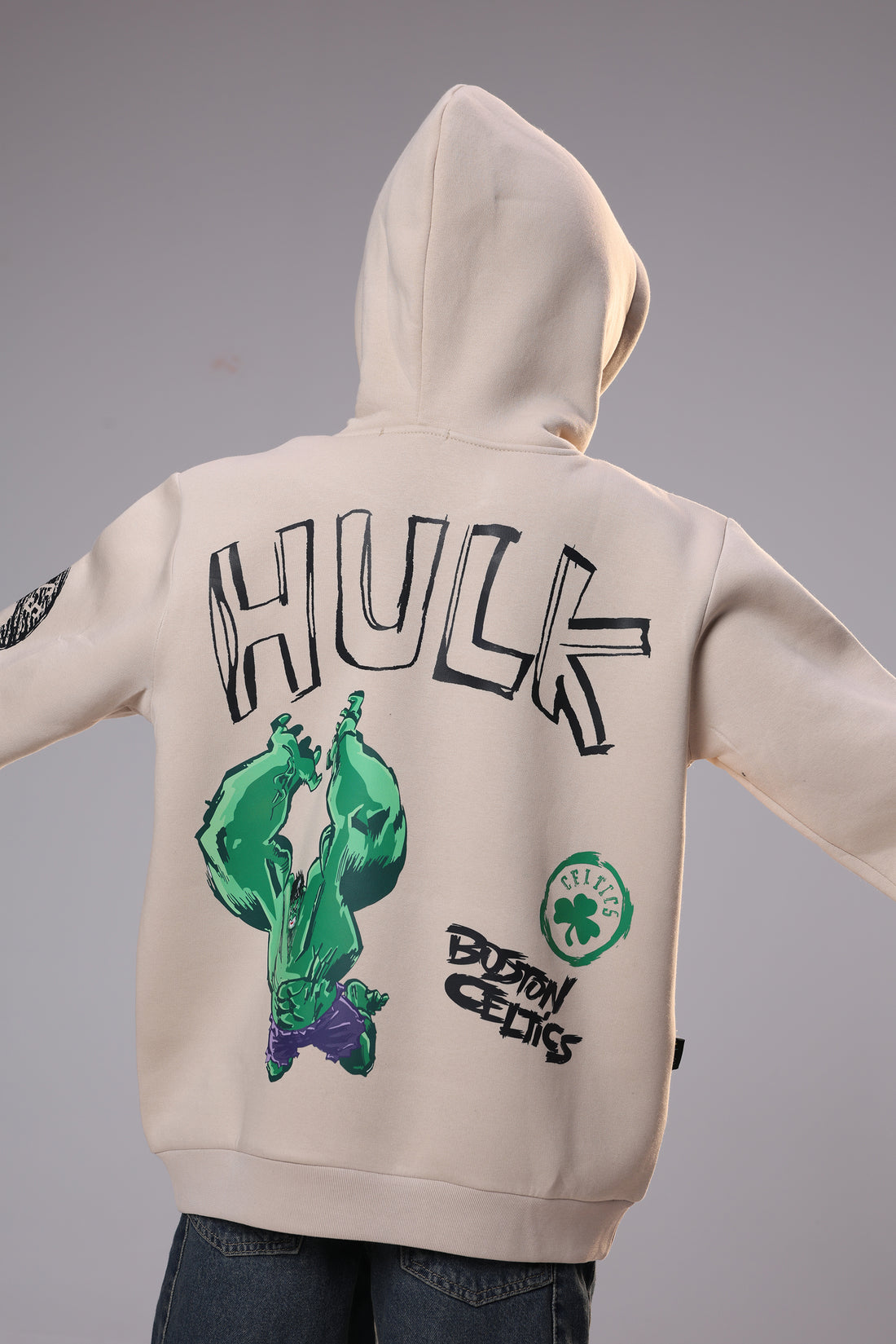 Boys’ Marvel x Boston Celtics Oversized Hoodie – Beige