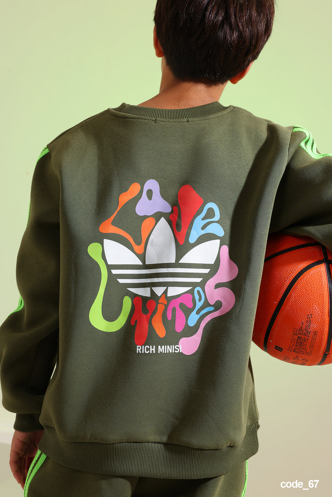 Kids Olive Green Cotton Tracksuit – Sweatshirt & Jogger Set