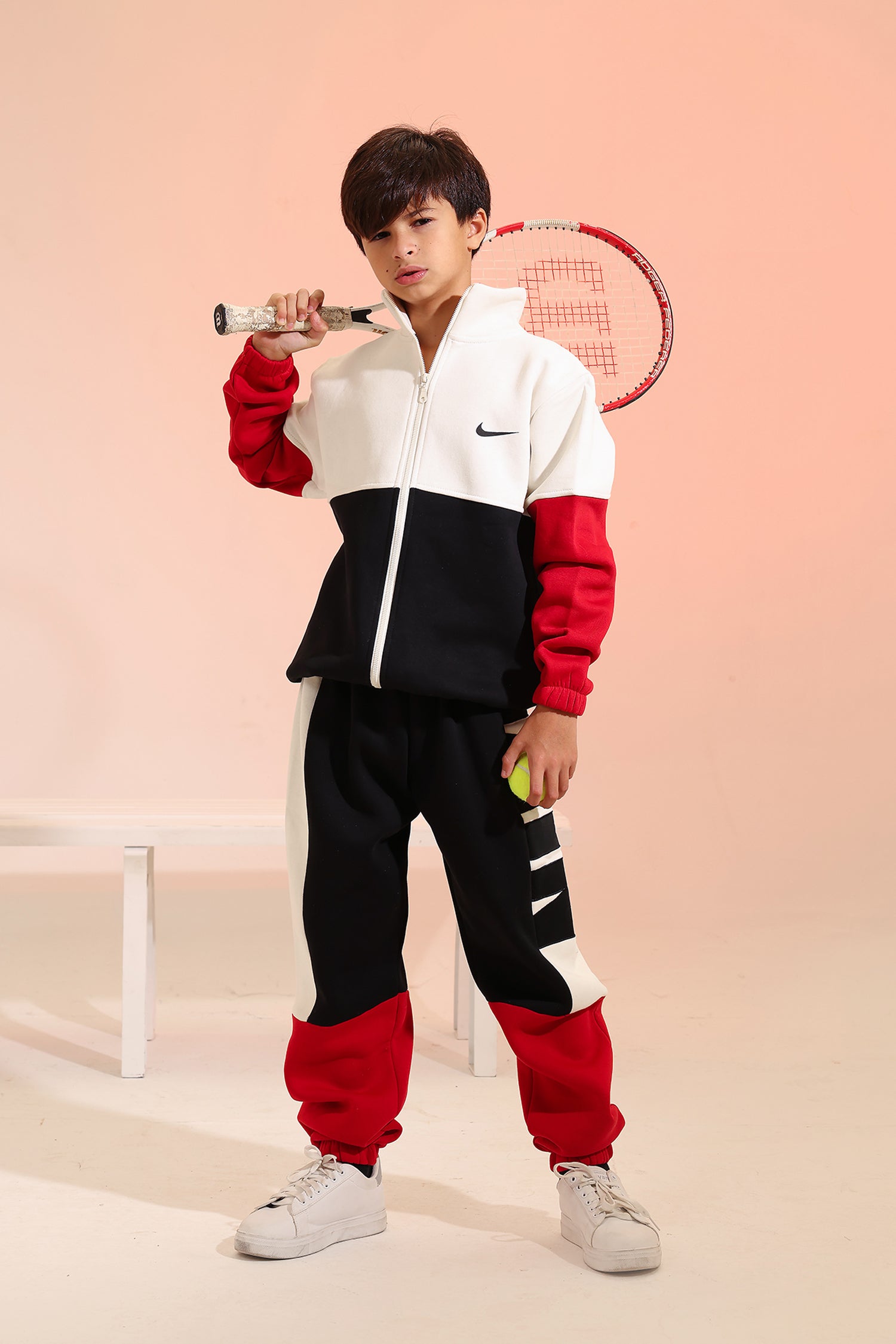 Kids Hoodie & Jogger Set – Color Logo Casual Sportswear