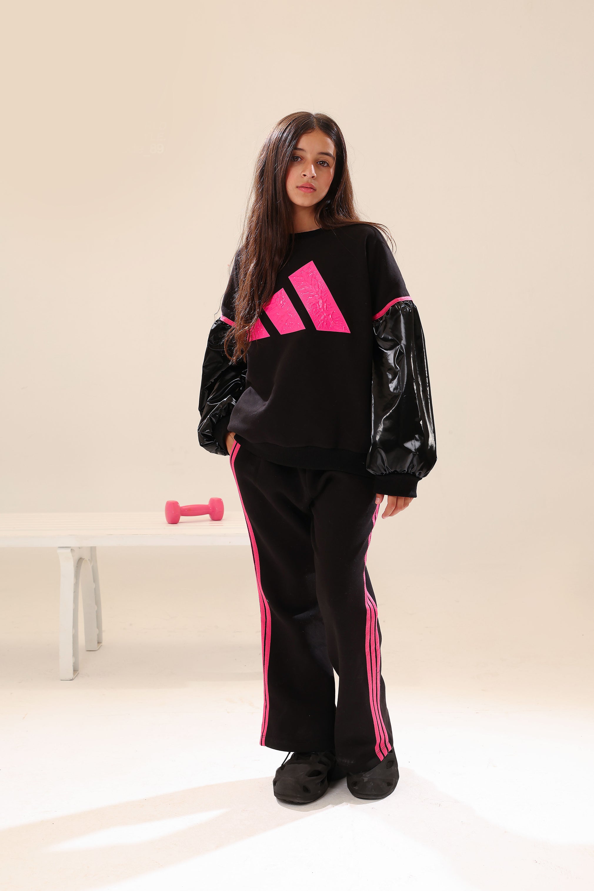 Kids Black Sports Set – Pink Accent & Statement Design