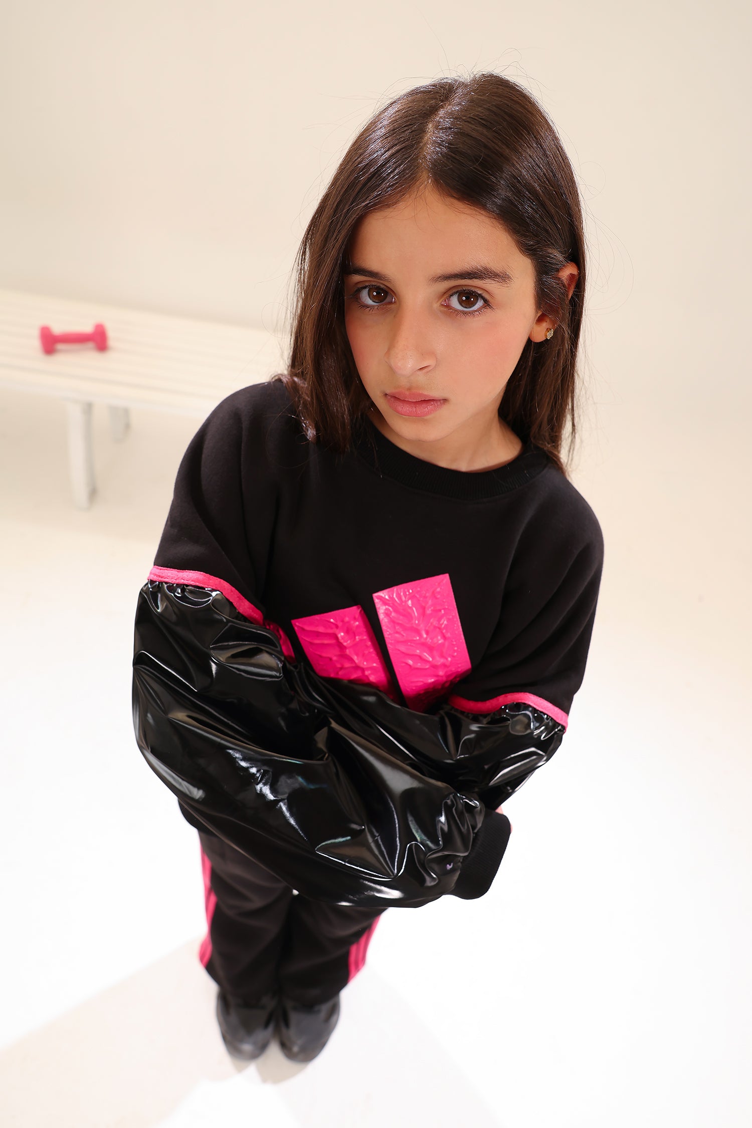 Kids Black Sports Set – Pink Accent & Statement Design