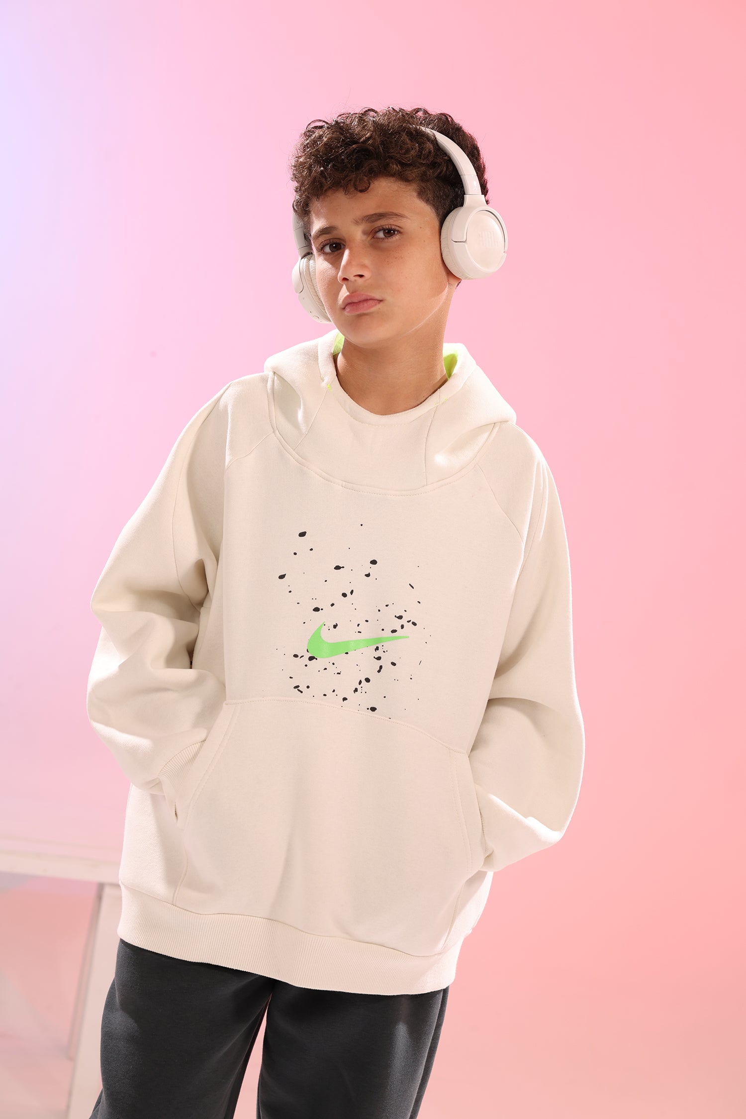 Kids Graffiti Back Hoodie – Neon Logo Street Style