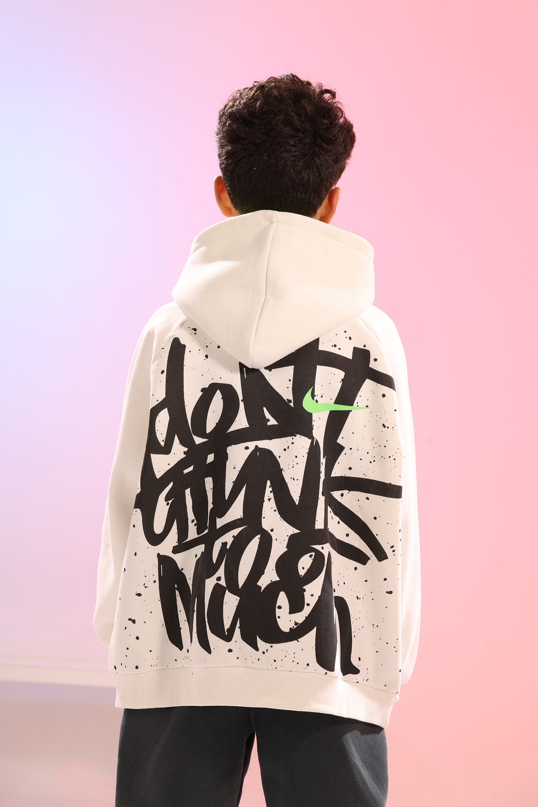 Kids Graffiti Back Hoodie – Neon Logo Street Style
