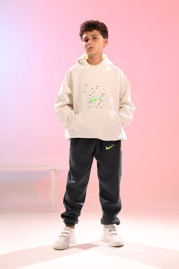 Kids Graffiti Back Hoodie – Neon Logo Street Style