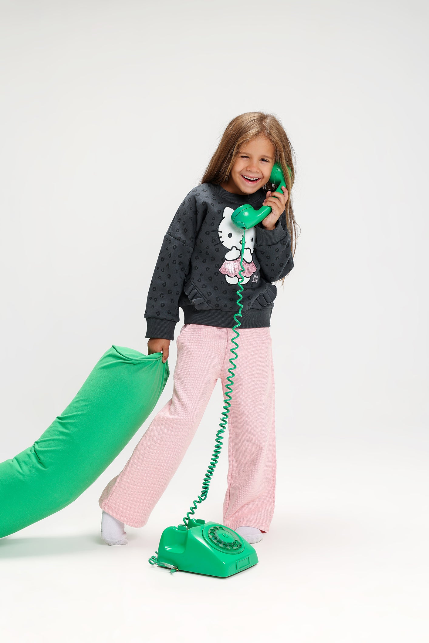 Girls’ Hello Kitty Melton Cotton suit – Dark Grey with Pink Sequin Details