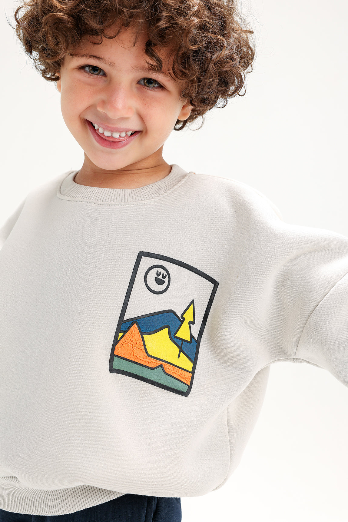 Boys’ Premium Melton Cotton Sweatshirt – Off White Casual Design