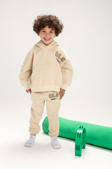 Boys’ Beige Melton Cotton Tracksuit – 2-Piece Hoodie & Pants Set (BLS Series 2)