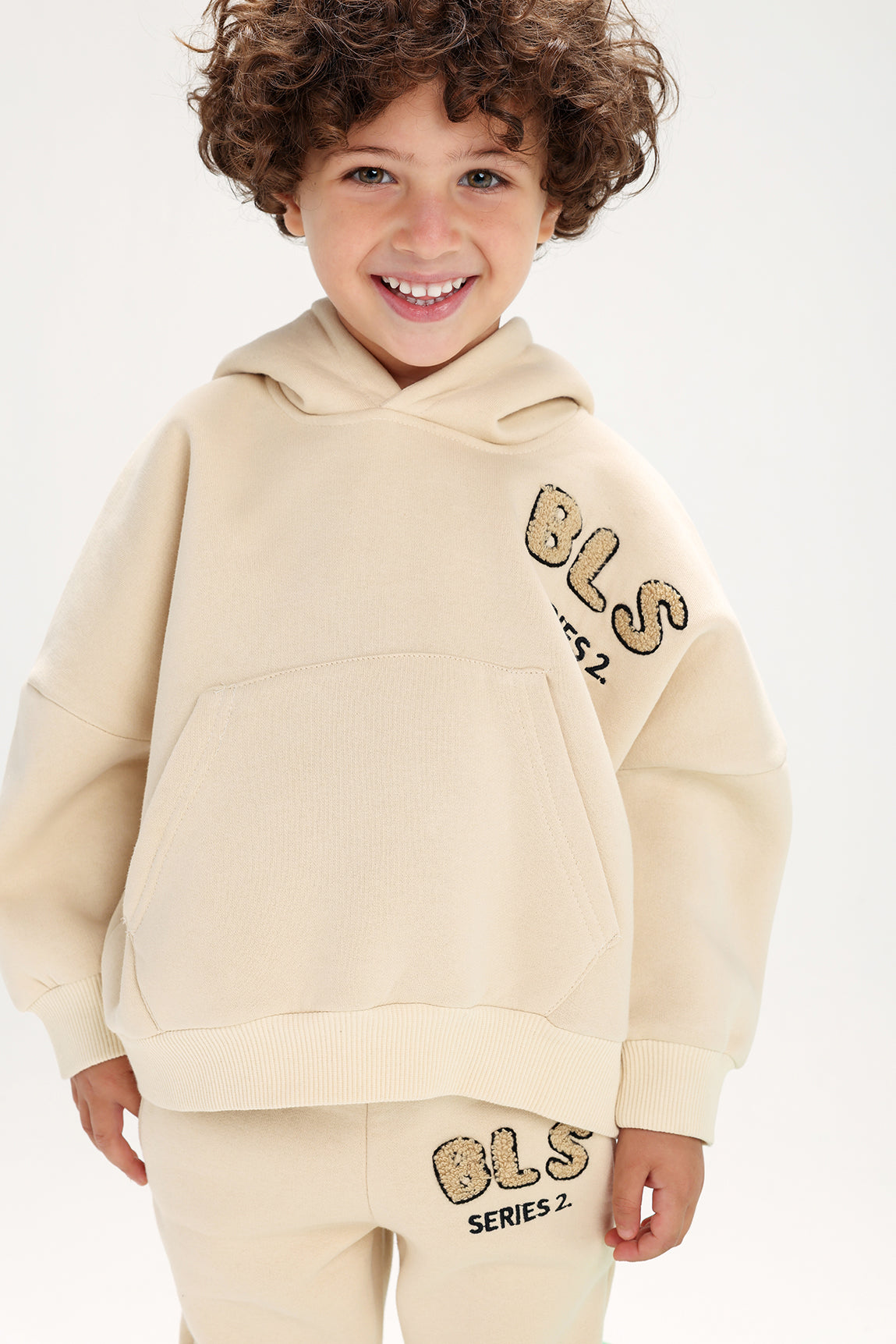 Boys’ Beige Melton Cotton Tracksuit – 2-Piece Hoodie & Pants Set (BLS Series 2)
