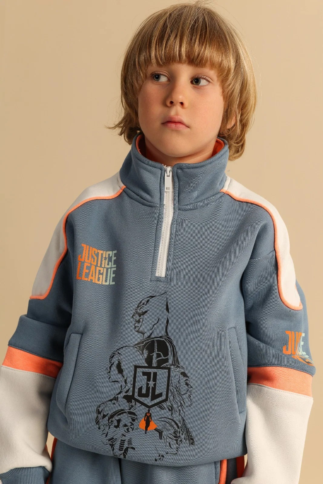 Boys’ Justice League Half-Zip Sweatshirt & Wide-Leg Pants Set