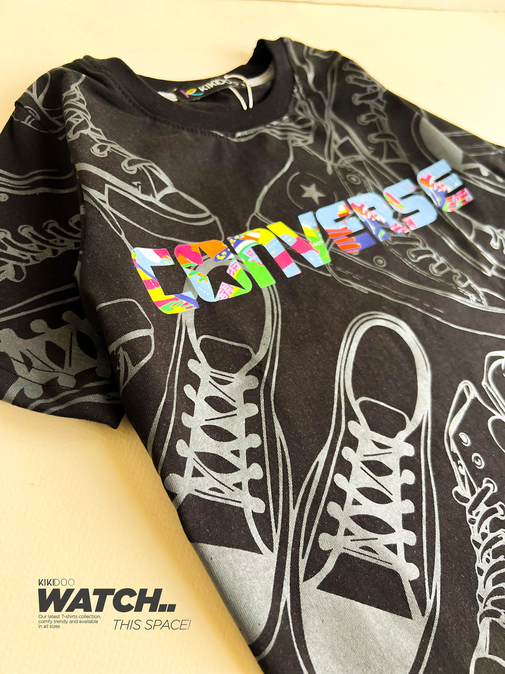 Boys’ Converse Graphic Sports Set – Grey Tee & Black Shorts for Basketball & Play