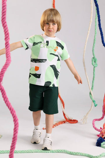 Boys Abstract Print Summer Set – Graphic T-Shirt & Shorts