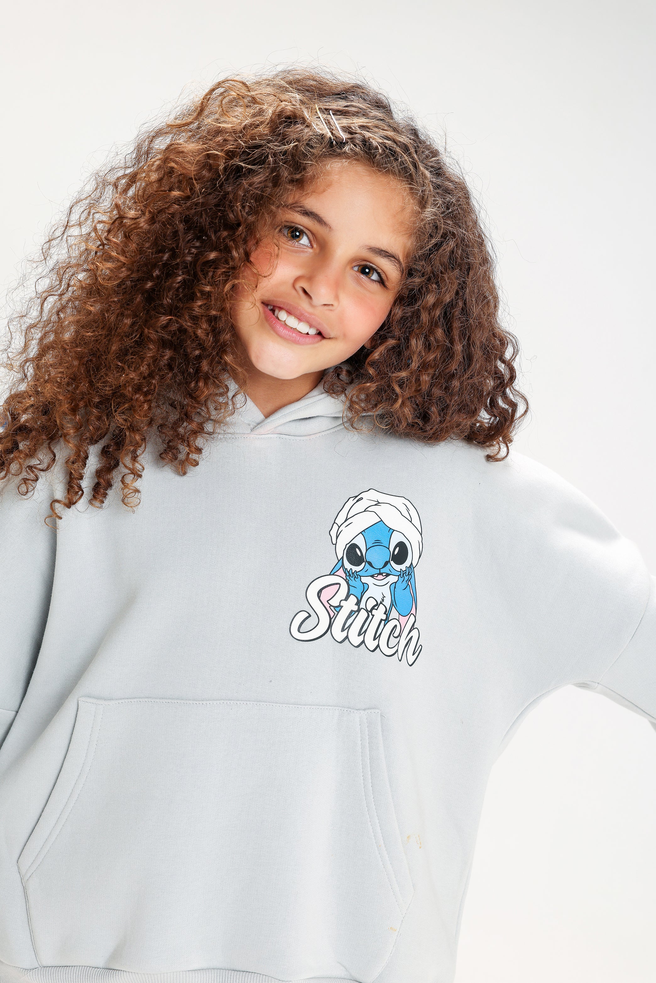Girls’ Oversized Stitch Hoodie – Grey