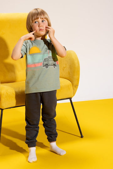Kids Camper Graphic T-Shirt & Jogger Pants Set – Cotton Casual Outfit