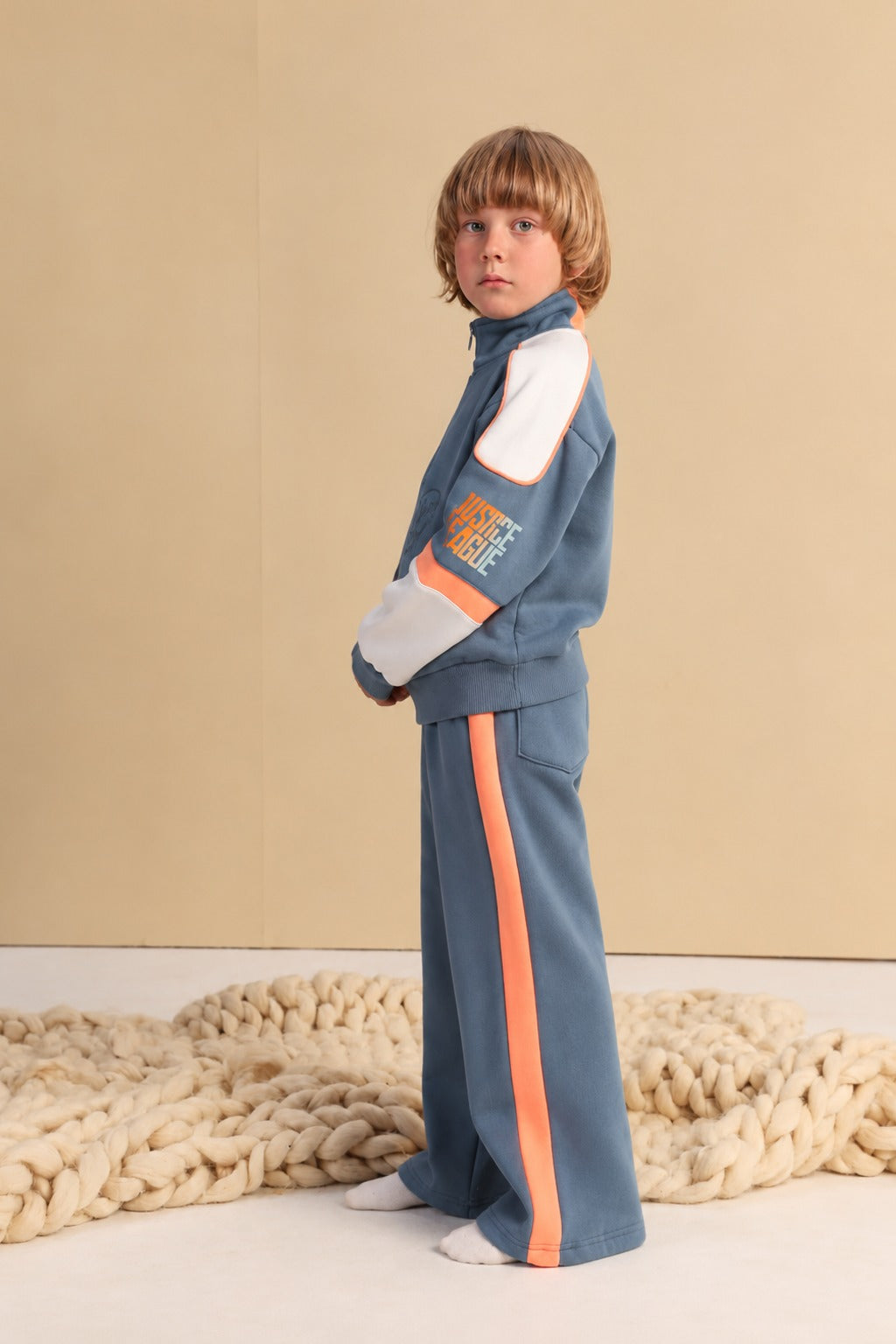 Boys’ Justice League Half-Zip Sweatshirt & Wide-Leg Pants Set