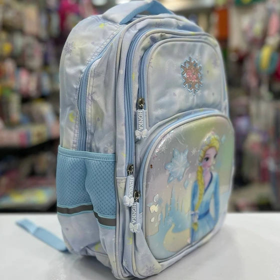 Girls Princess Snowflake School Backpack size 17– Light Blue
