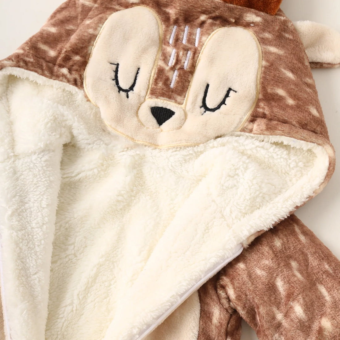 Baby Deer Fleece Onesie – Brown & Cream